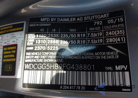 2015 Mercedes-Benz Glk 350 z USA, uszkodzony, nr VIN WDCGG5HB9FG438801